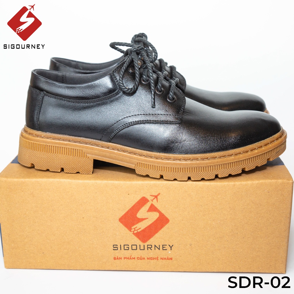 Giày đốc nam da bò cao cấp nhập khẩu SIGOURNEY màu đen SDR02 bảo hành 18 tháng