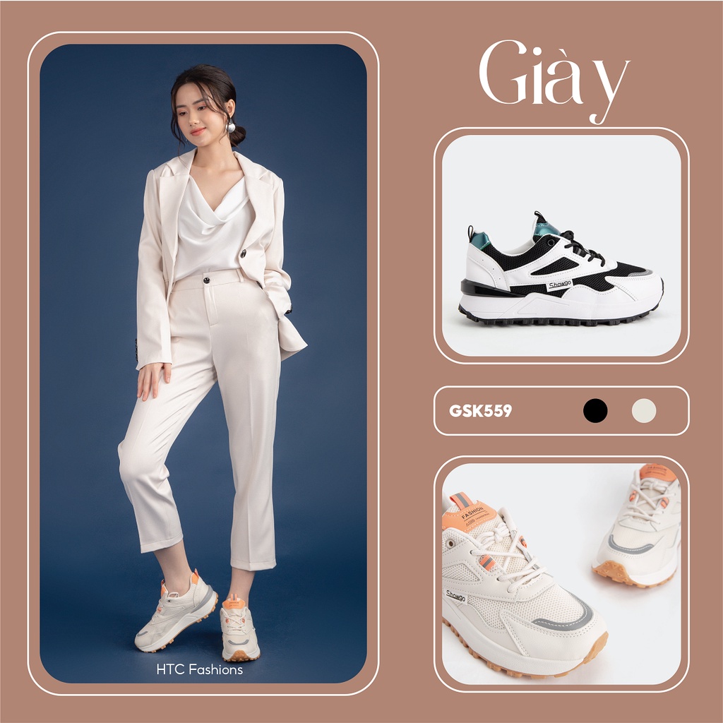 Giày Thể Thao Nữ Pha Màu Đế Răng 5Phân HAPAS - GSK559