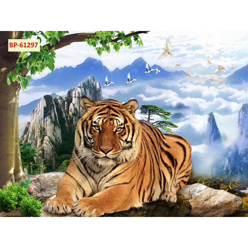 Tranh 3D dán tường MÃNH HỔ HẠ SƠN - MÃNH HỔ THƯỢNG SƠN