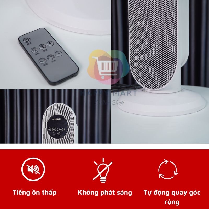 Quạt sưởi gốm HUYNDAI BL-K17J-Máy Sưởi Đứng Làm Ấm Phòng Bản Điện Tử Điều Khiển Từ Xa-Bảo Hành 12 Tháng