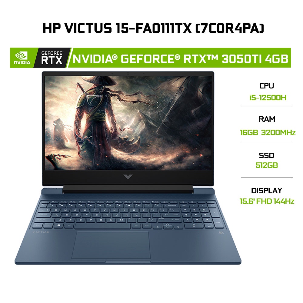 Laptop HP Victus 15-fa0111TX 7C0R4PA i5-12500H | 16GB | 512GB | GeForce RTX™ 3050Ti 4GB