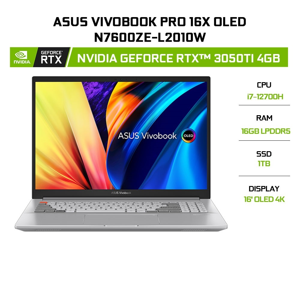 Laptop ASUS VivoBook Pro 16X OLED N7600ZE-L2010W i7-12700H16G1TBRTX3050Ti