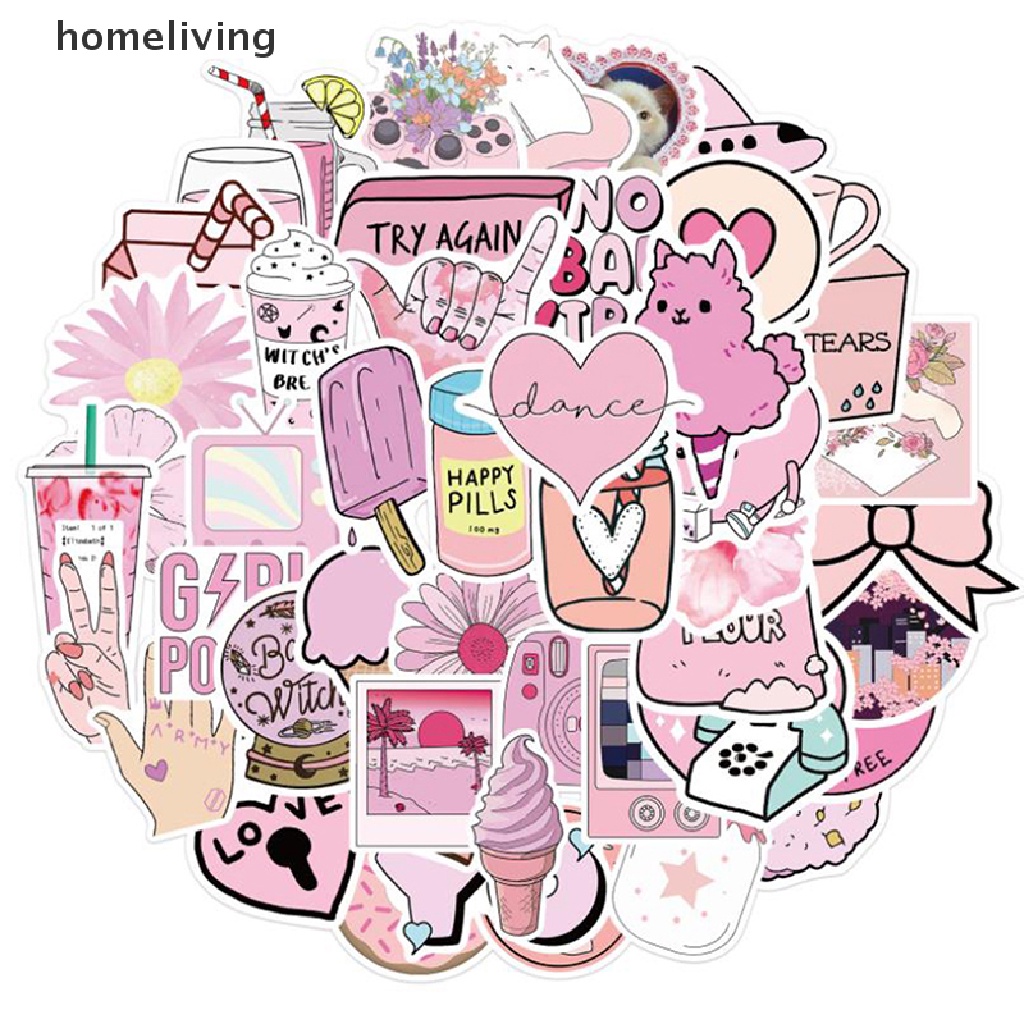 Bộ 50 Miếng Dán Họa Tiết Hoạt Hình Graffiti Trang Trí Ván Trượt / Guitar / Laptop