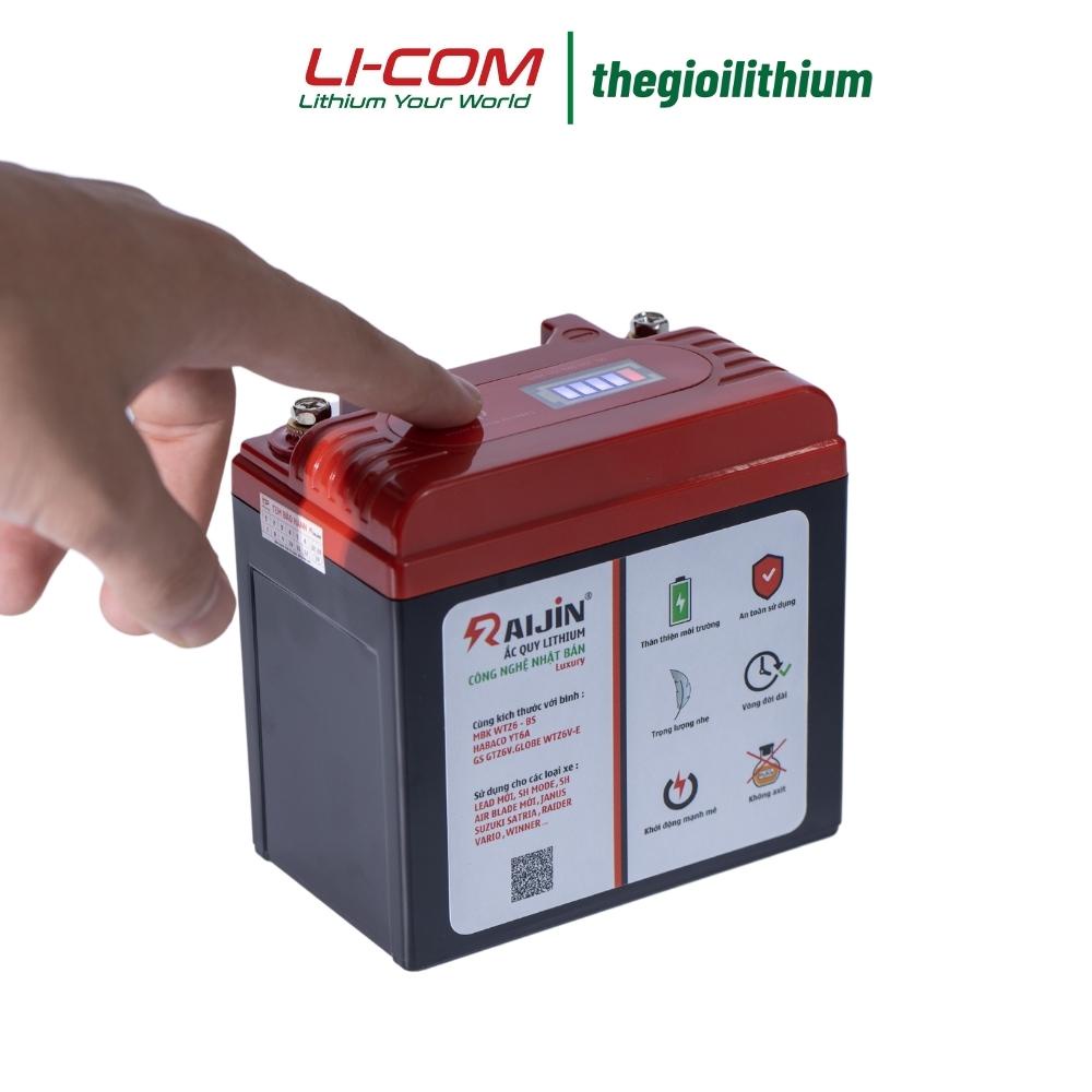 Hàng cao cấp -  Bộ bình ắc quy xe máy lithium RAIJIN  độ đèn và khởi động xe máy Luxury size M L 12v 6ah-7ah