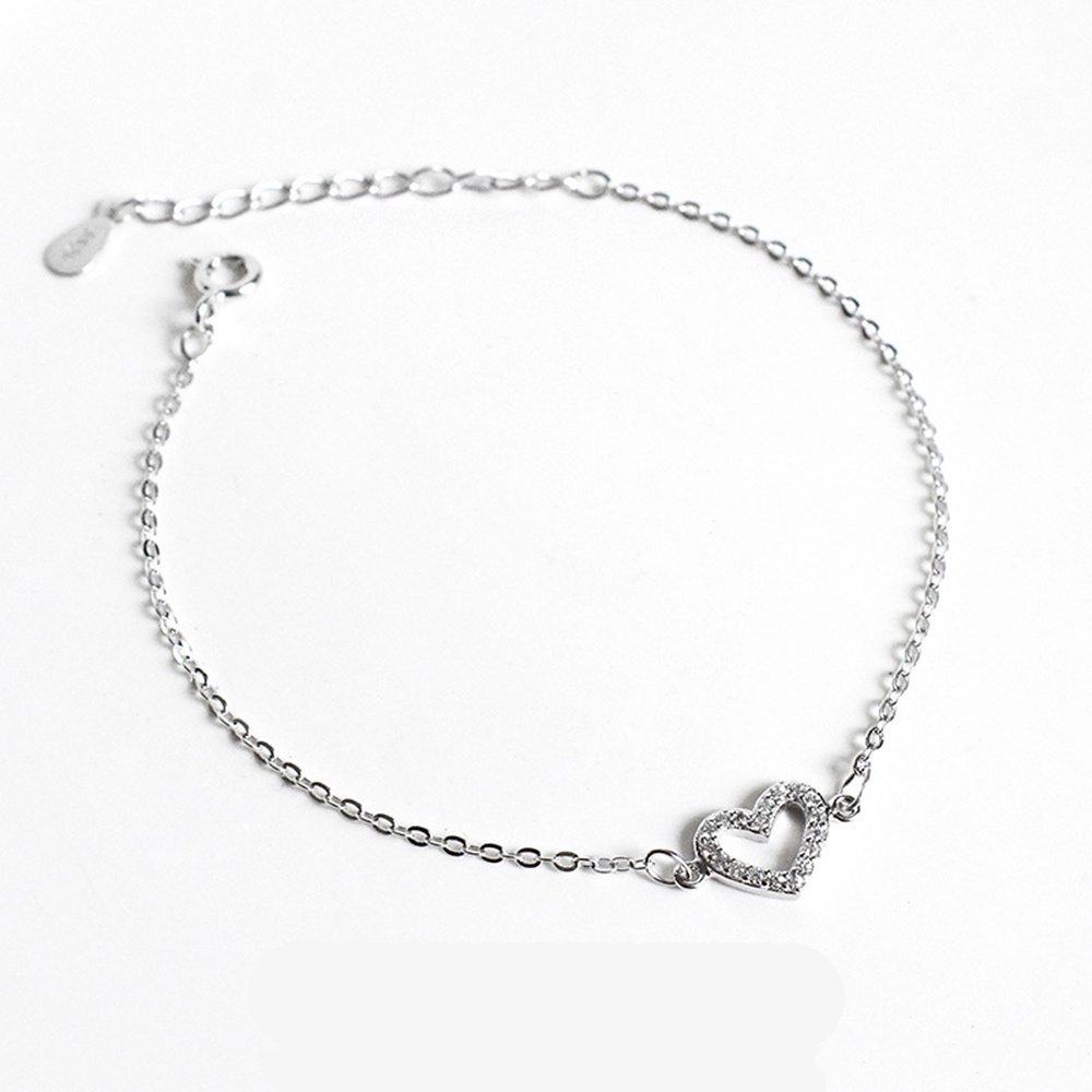 Vòng Đeo Tay Bằng Thép Titan Đính Đá Zircon Hình Trái Tim Dễ Thương Thời Trang Cho Nữ