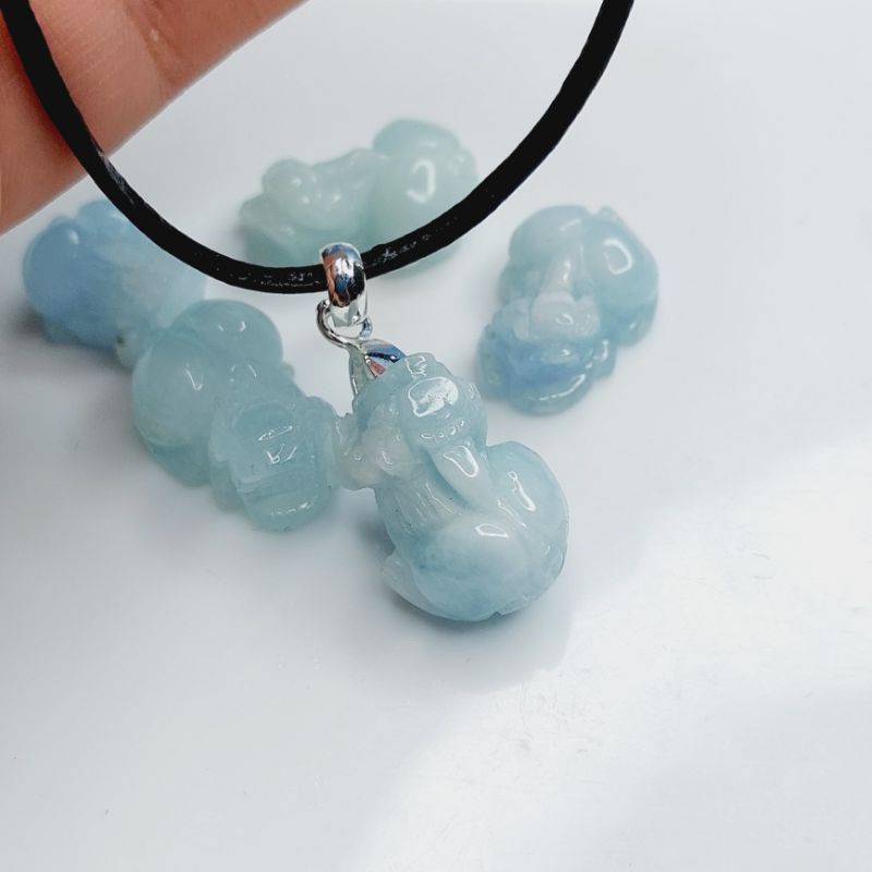 Mặt nhẫn mặt dây tỳ hưu xanh aqua UPCARA không bao gồm móc bạc
