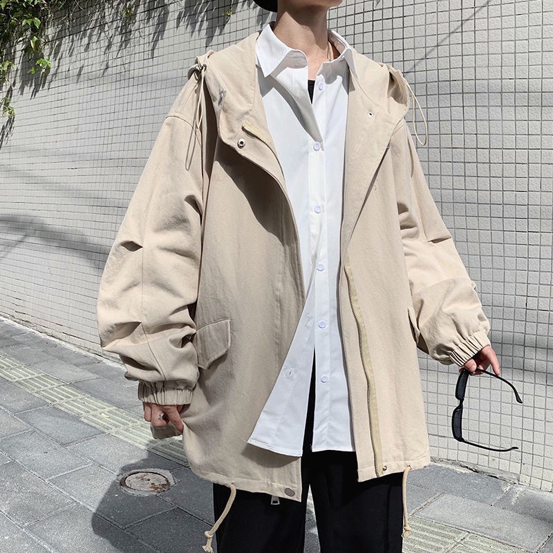 Áo khoác bomber nam nỉ áo khoác dù gió  Áo Khoác Có Mũ Trùm Dáng Rộng Thời Trang Mùa Xuân Hàn Quốc 2022 Mới