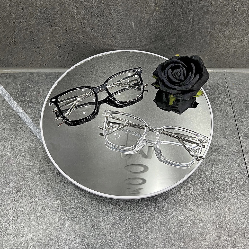 Kính Gọng Nhựa Phối Kim Loại Mảnh Cao Cấp 2 Màu Trong Đen Thời Trang Unisex