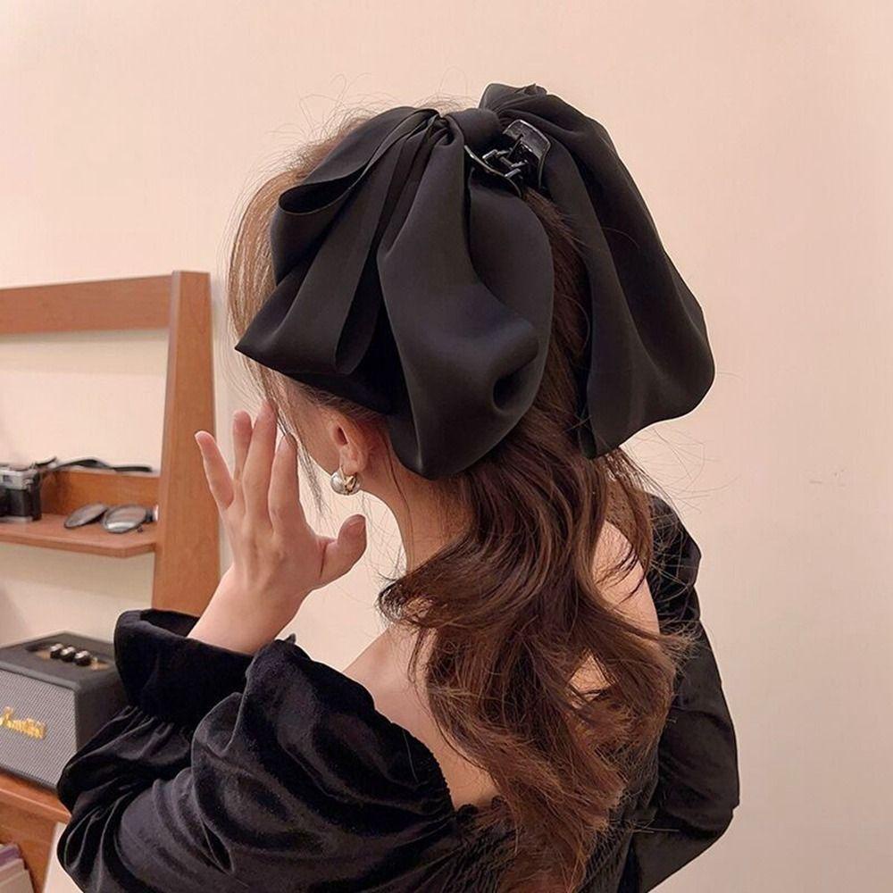 Kẹp Tóc Nơ Ruy Băng Màu Đỏ Ngọt Ngào Đơn Giản Cho Nữ