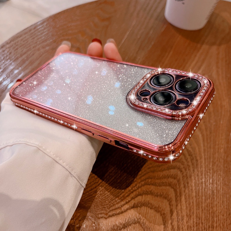 Ốp Điện Thoại Mềm Đính Đá Lấp Lánh Cho iPhone 14 13 11 12 Pro max 14 plus