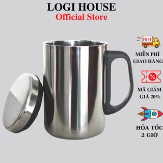 Cốc giữ nhiệt 500ml inox có tay cầm và nắp đậy kín cách nhiệt cao cấp