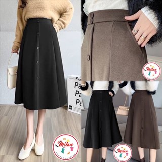 Chân váy dạ xoè dài qua gối có túi Quảng Châu