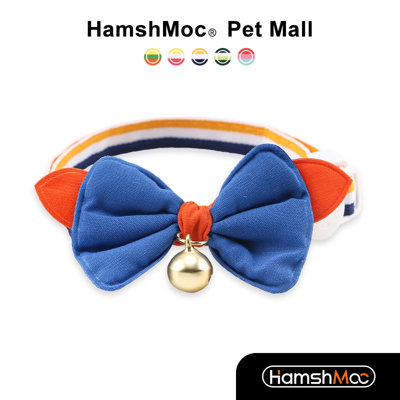 HamshMoc Vòng Cổ Nhẹ Mềm Mại Thoải Mái Bền Bỉ Có Chuông Và Nơ Dễ Thương Có Thể Điều Chỉnh Cho Thú Cưng / Mèo / Thỏ