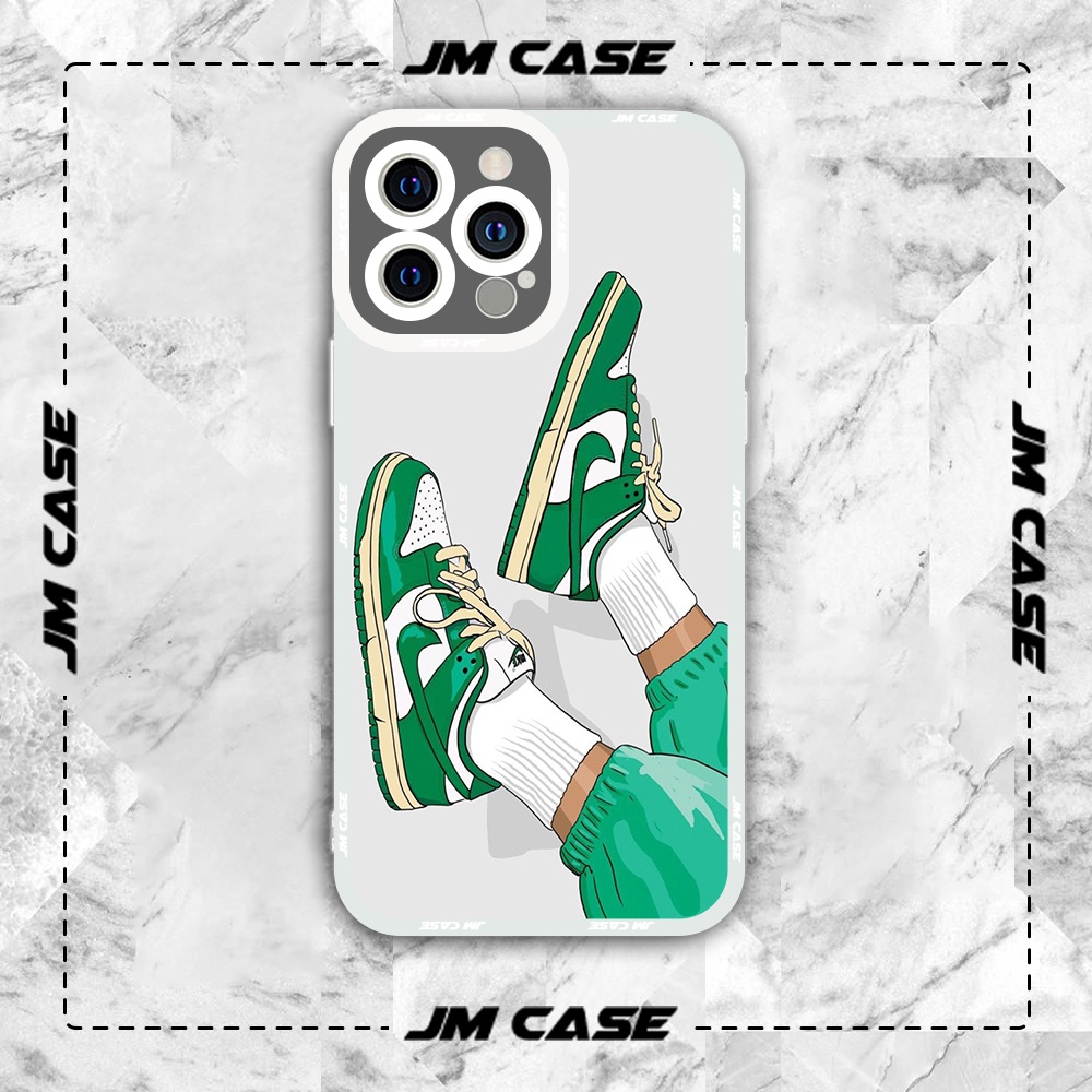 Ốp lưng iphone samsung xiaomi oppo cạnh vuông JMCase nikke Jordan Xanh Lá Cây Sneaker