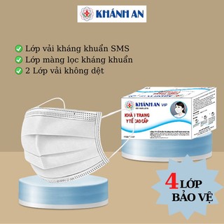 Khẩu trang y tế Khánh An VIP 4 lớp 1 hộp 50 chiếc loại cao cấp kháng khuẩn SMS
