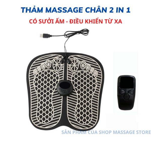 🔥Thảm Massage Bàn Chân Có Sưởi Ấm - Điều Khiển Từ Xa Massage Xung Điện EMS Làm Ấm Chân Giảm Đau Nhức Chân Hiệu Quả.