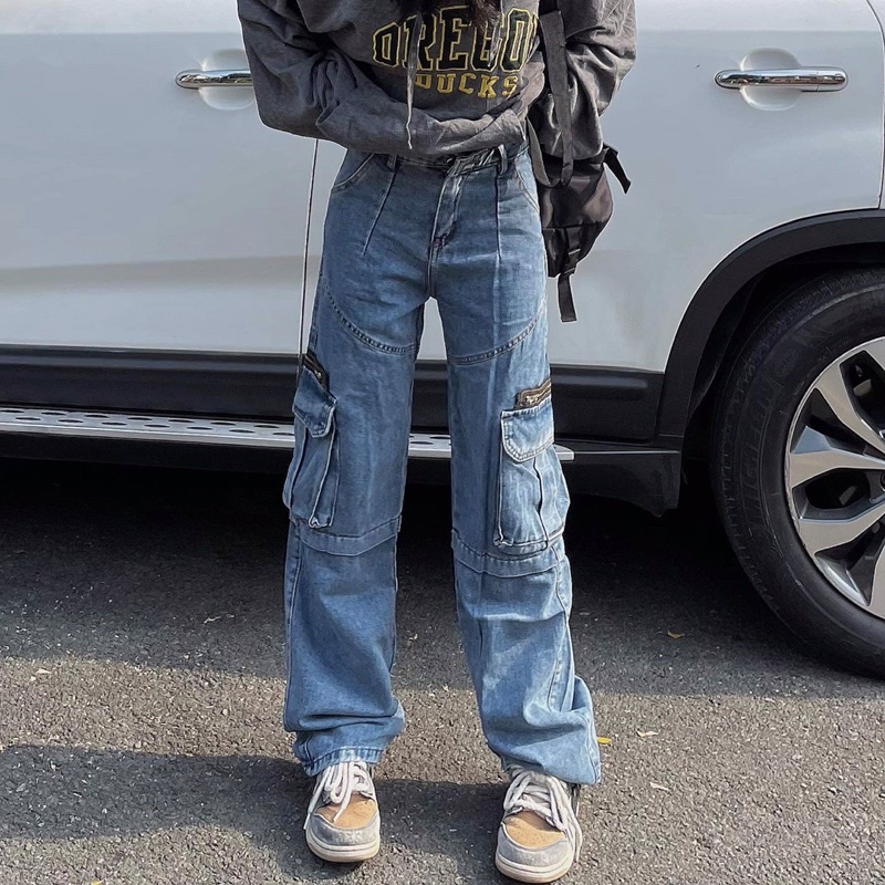 Quần Jean NẤM DÀI, túi hộp khoá kéo dành cho mét 6 - mét 7