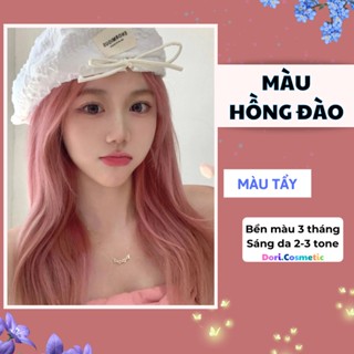 Thuốc Nhuộm Tóc Màu HỒNG ĐÀO (ánh tím nhẹ) Cần Tẩy . Combo thuốc nhuộm tóc tại nhà tặng kèm Oxy