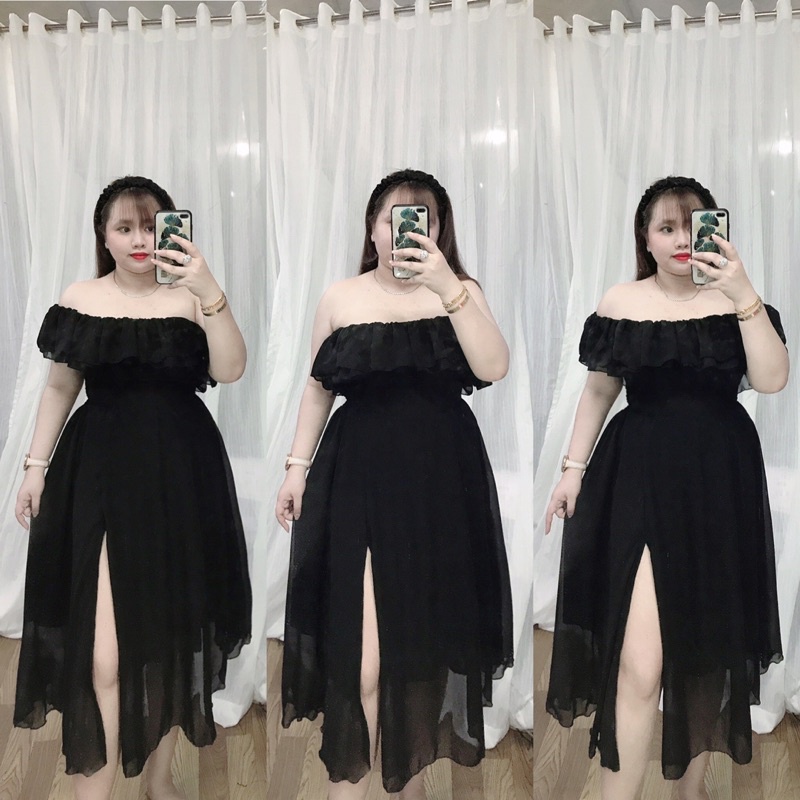 Đầm voan hoa xẻ tà