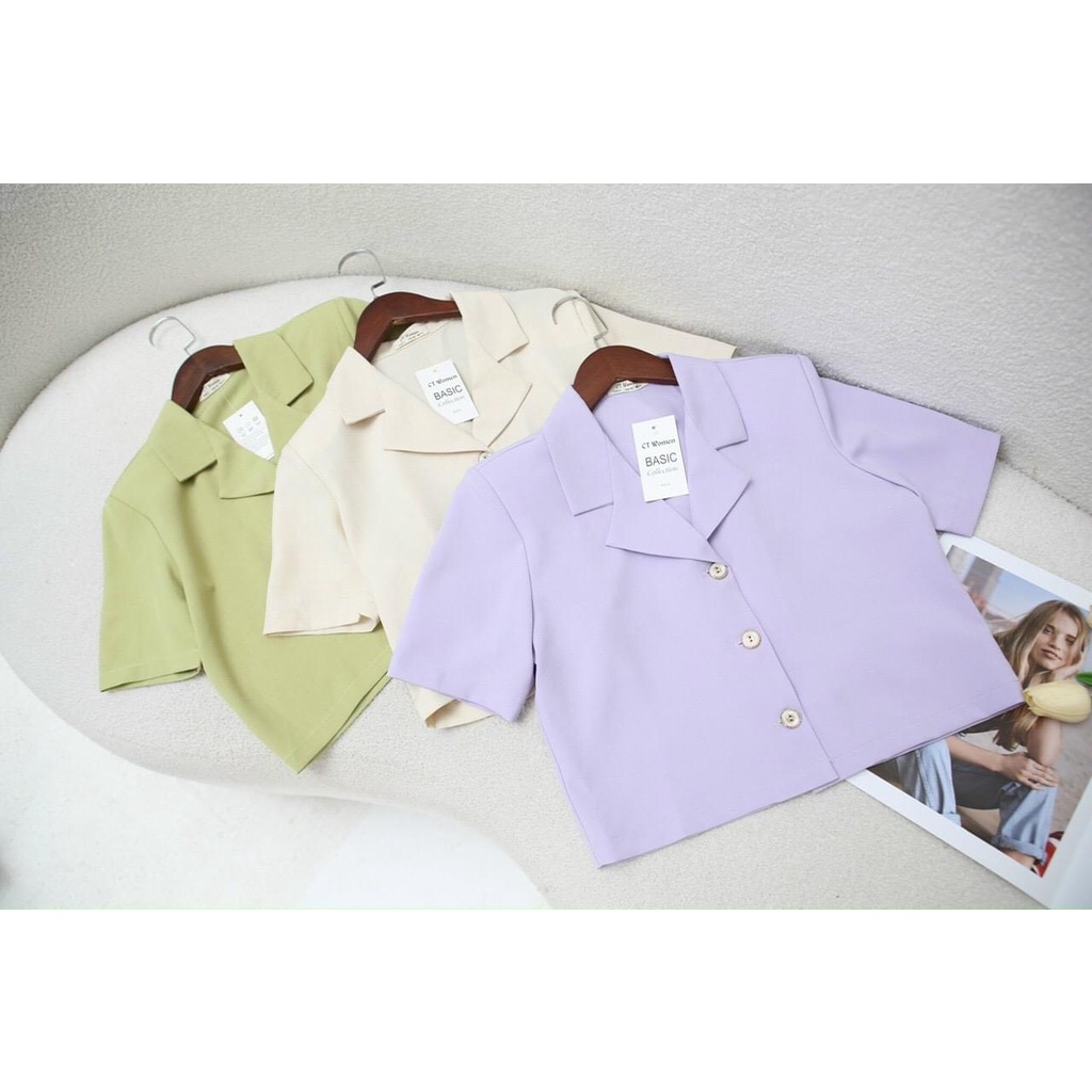 Áo Croptop nữ,Áo croptop kiểu cổ vest CT JEAN