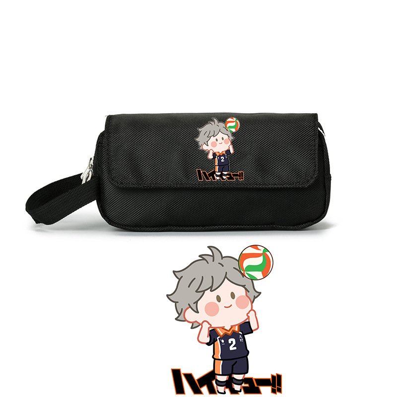 Hộp bút vải canvas IN HÌNH HAIKYUU!! VUA BÓNG CHUYỀN ver CHƠI BÓNG anime chibi đồ dùng học tập xinh xắn