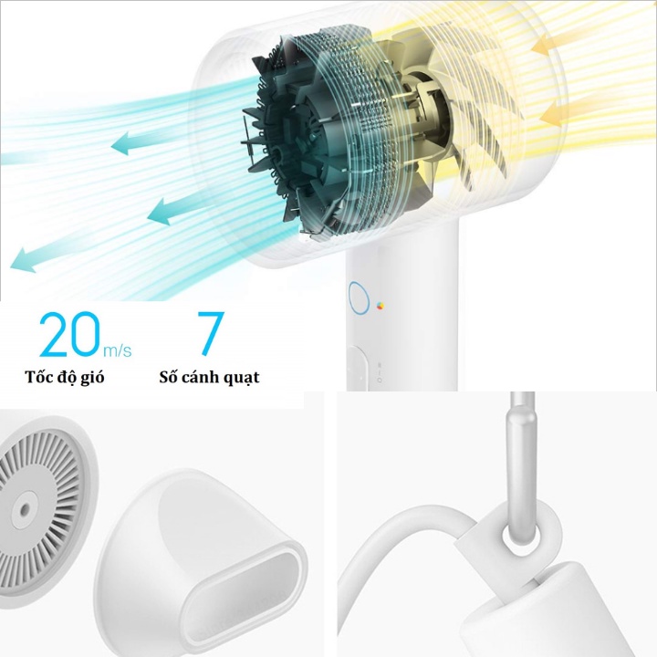 Máy sấy tóc Xiaomi Mijia H300 2 chiều nóng lạnh công nghệ ion âm bảo vệ tóc khô nhanh - Bảo Hành 12 Tháng Longtime