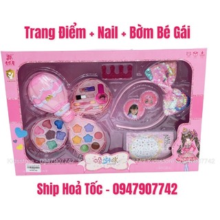 𝐇𝐎𝐓 đồ chơi trang điểm + sticker nail + bờm bé gái
