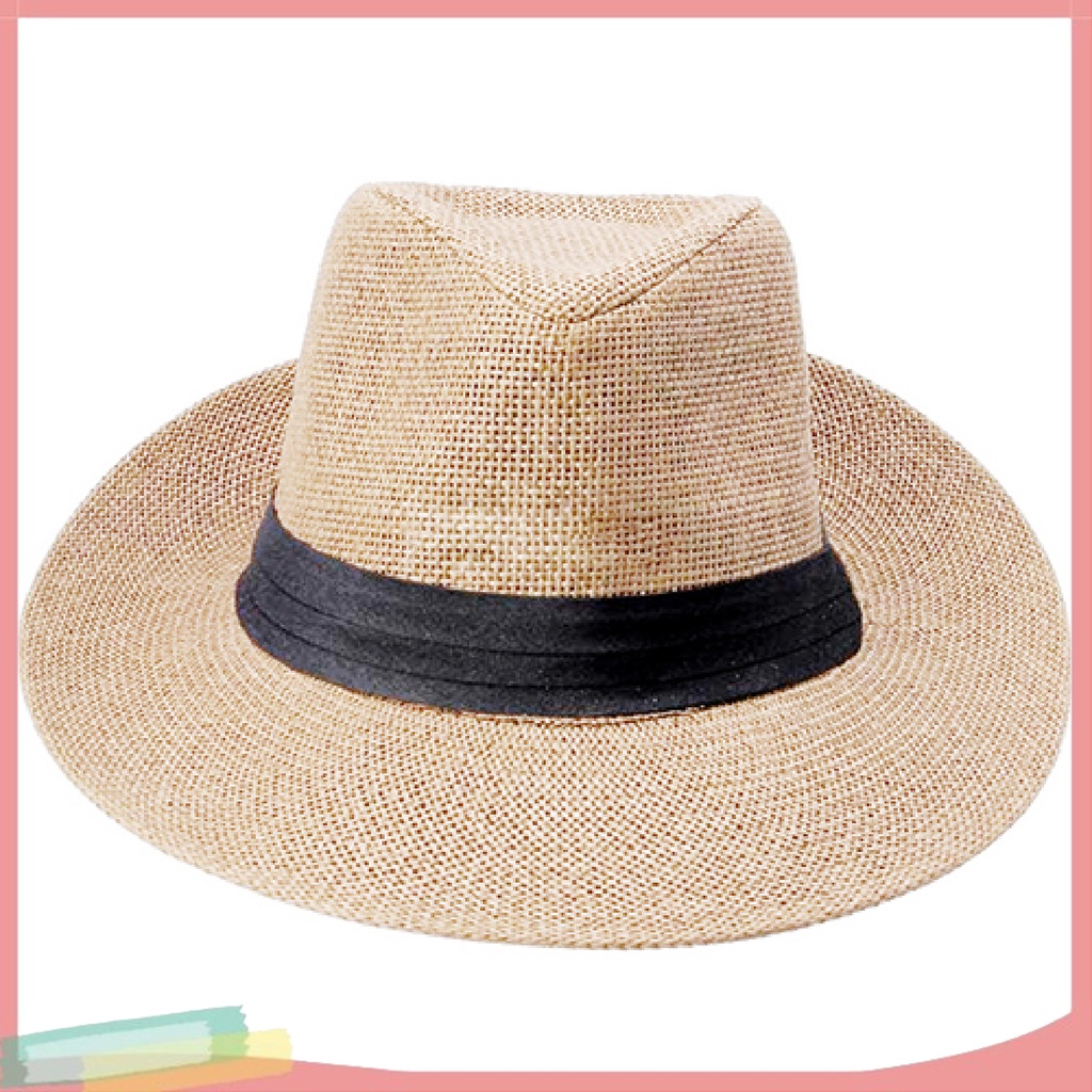 Mũ rộng vành màu trơn chất liệu rơm thời trang cho nam và nữ