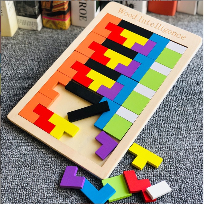 Đồ Chơi Xếp Hình, Xếp Gạch Thông Minh Loại Dày Cho Bé - Bảng Ghép Montessori Kích Thích Tư Duy Sáng Tạo