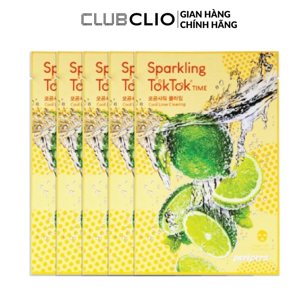 [Quà Tặng Không Bán]Combo 5 Mặt Nạ Peripera Sparkling Toktok #1 Cool Lime Time Mask Sheet 18g