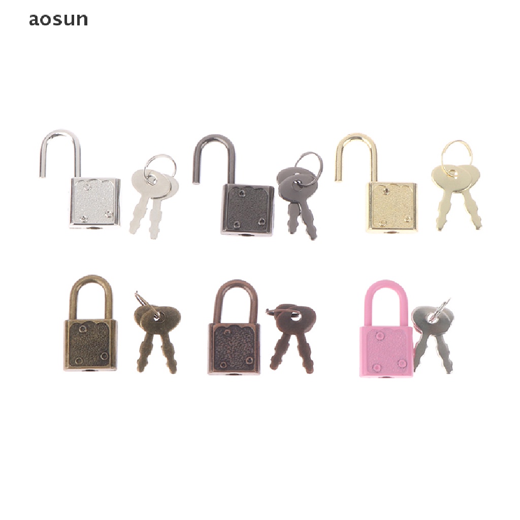 Aosun 1 Set Ổ Khóa Hành Lý Hình Chữ Nhật Kèm Chìa Khóa Cho Nhật Ký Sách Trang Sức Hộp EN