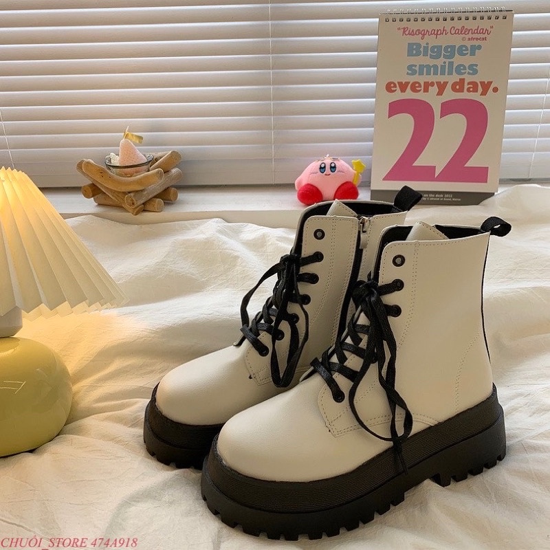 Giày boots nữ cao cổ có khóa kéo đế độn 5cm chuẩn hàng quảng châu
