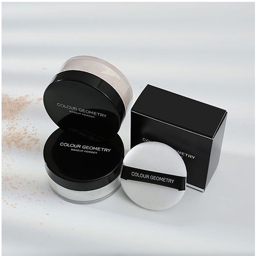 Phấn phủ bột Colour Geometry Lameila kiểm soát dầu tối ưu, Phấn phủ kiềm dầu dạng bột Lameila chất bột mịn kèm bông phấn
