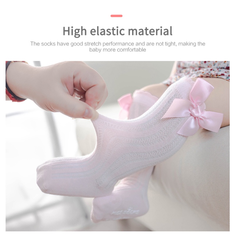 Vớ Cotton Cổ Vừa Màu Trơn Đính Nơ Phong Cách Mới Cho Bé Gái