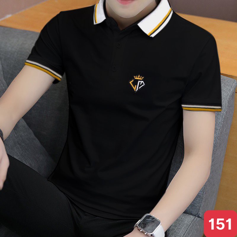 Áo thun nam polo cổ trụ màu đen chất vải cotton dày dặn co giãn tay ngắn, phông nam đẹp ADO21 nhiều mẫu