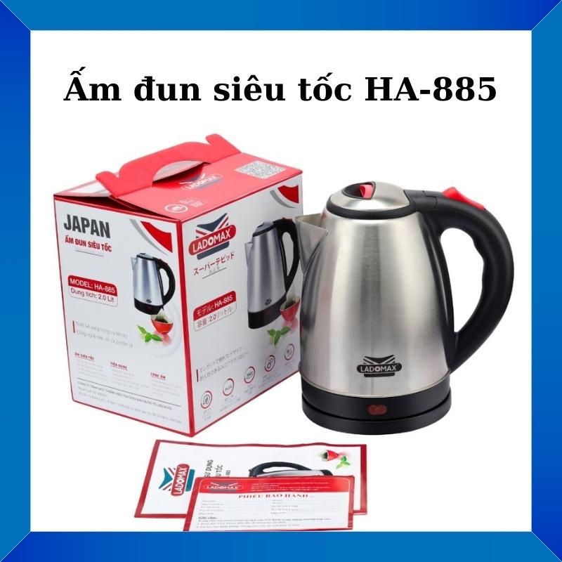 Bình nước siêu tốc ấm đun siêu tốc LADOMAX dung tích 2 Lít Inox Không Rỉ nấu sôi nhanh tiết kiệm điện an toàn