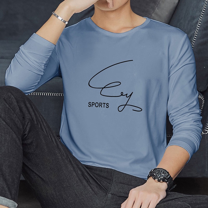 Áo Thun Tay Dài Cổ Tròn Thoáng Khí In Họa Tiết Thời Trang Cho Nam