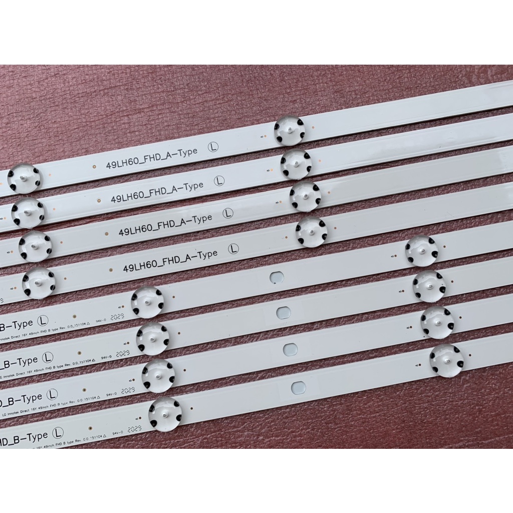 LED TIVI LG 49LH600T 49LH60_FHD_A 49LH60_FHD_B MỚI 100% BỘ 4 THANH DÀI A+B MỖI THANH 7 BÓNG 3V DÀI 99,3cm