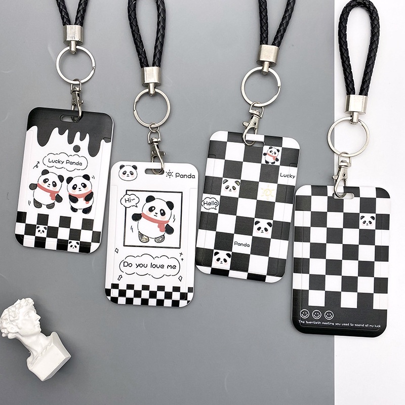 ✨Ready stock ✨Chủ thẻ panda dây đeo cổ dập nổi hộp bảo vệ thẻ lưới cho thẻ ngân hàng xe buýt thẻ làm việc khuôn viên thẻ sinh viên