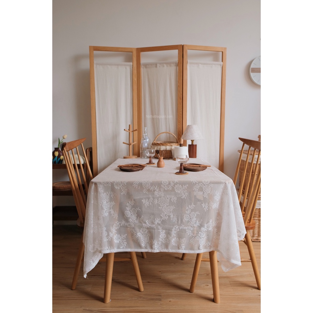 Khăn bàn ren chữ nhật retro