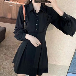 【CoCo】Đầm,đầm tay dài nữ,đầm nữ đẹp giá rẻ - Đầm Tay Dài Dáng Chữ A Cổ Chữ V Phong Cách Retro Thời Trang Mùa Thu 2020