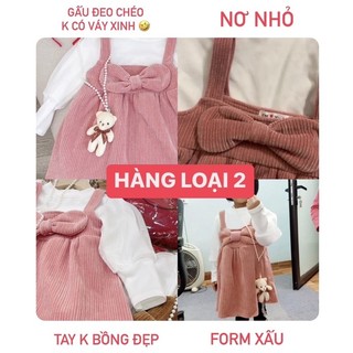 [HÀNG LOẠI 1] Set váy yếm nhung hồng