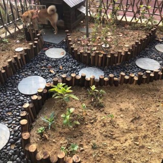 Hàng rào gỗ sát trùng tròn Hàng rào sân vườn Sân ngoài trời / Hàng rào mặt đất bằng gỗ Trang trí nhà cửa Hàng rào linh hoạt Cọc gỗ ban công ngoài trời có hoa cọc gỗ nhỏ