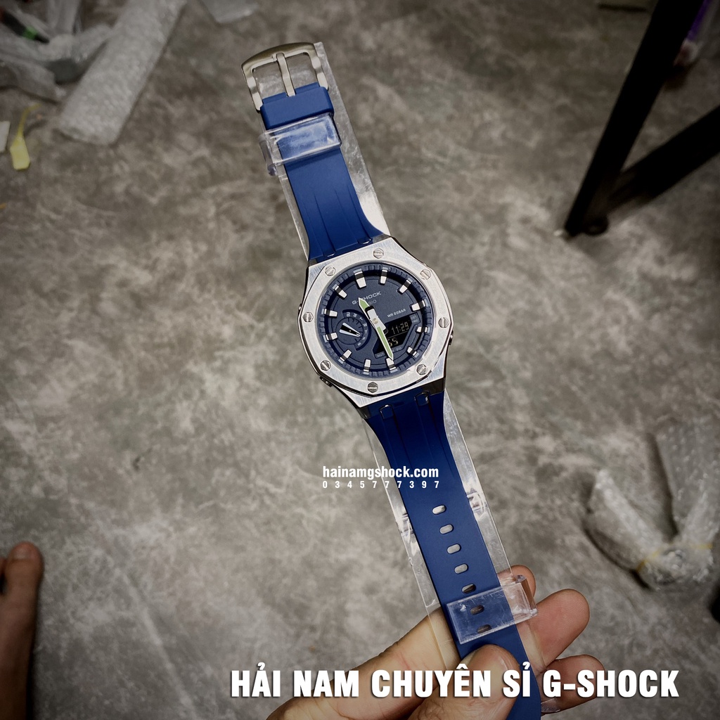 Đồng hồ nam G-SHOCK GM-2100-1A Custom Blue Sliver | GM-2100 Custom | GM 2100 Rainbow | Full phụ kiện.