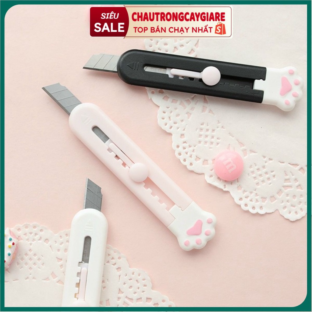 Dao dọc giấy mini thiết kế hình chân mèo dễ thương, dụng cụ dọc giấy học sinh nhỏ gọn tiện lợi giá rẻ