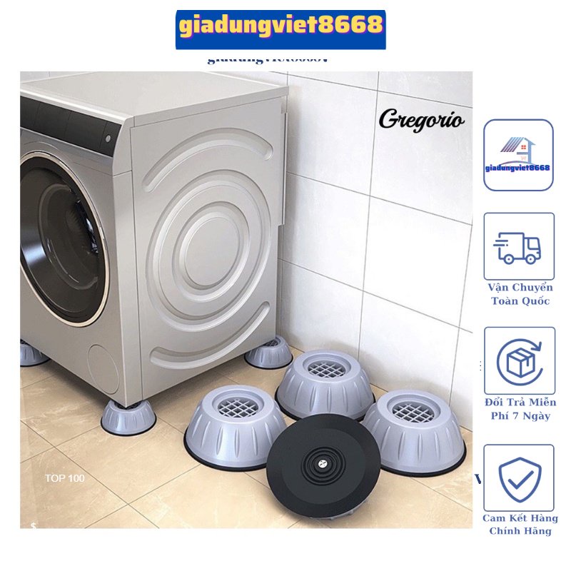 Bộ 4 Miếng Đệm Cao Su Chống Rung ,Đế Chống Ồn Máy Giặt,Chân Đỡ Đa Năng Tủ Lạnh Kệ Chân Bàn Chống Mốc Mối Mọt