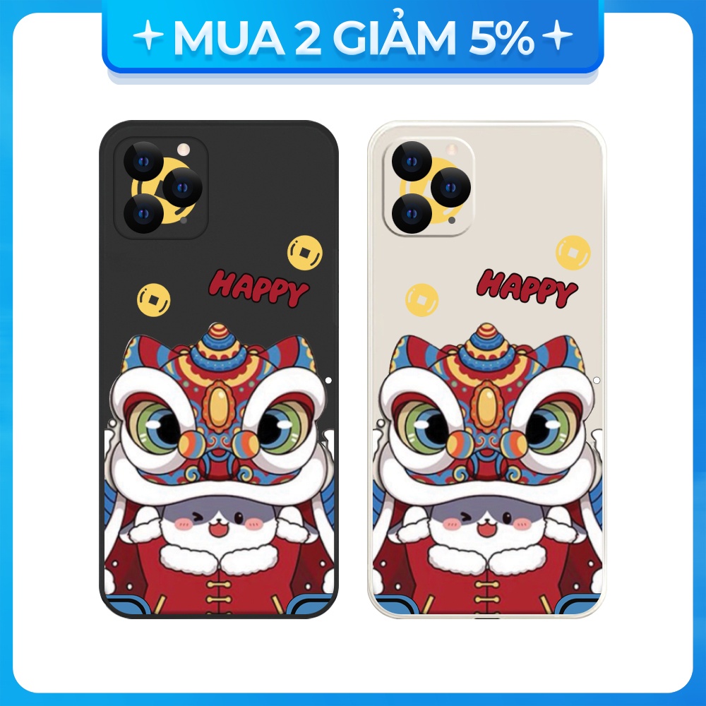 Ốp Lưng iPhone 11/14 Pro Max/15 Pro Max/16 Pro Max/17 Pro Max..... TPU Cạnh Vuông Hình Tết 2024 BST1