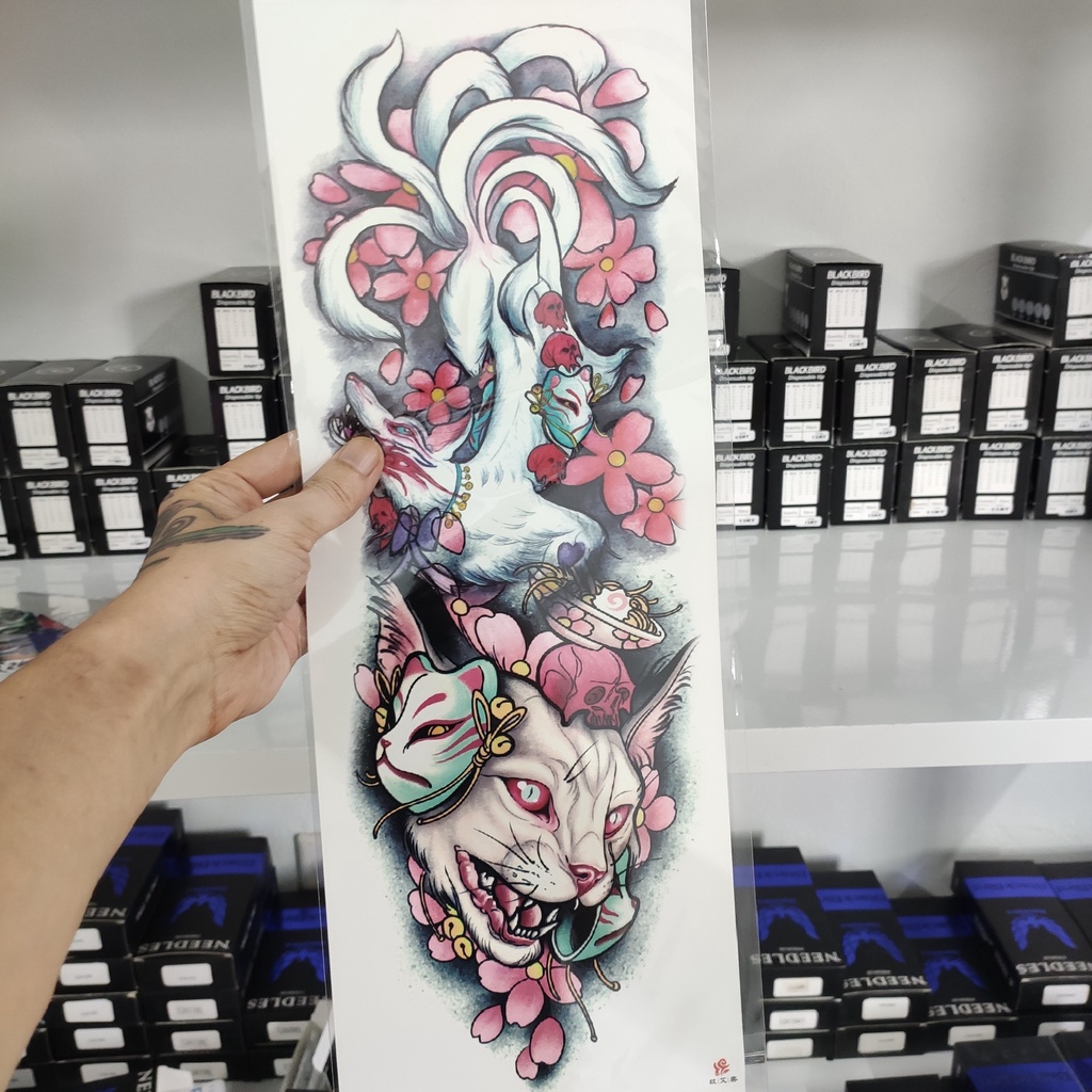 Hình Xăm Dán 170x480mm Full Tay , Nửa Lưng Chống Nước