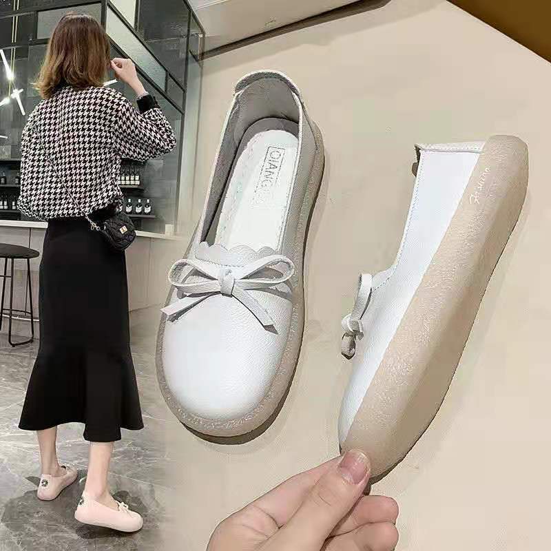 Giày Búp Bê Đế Bệt Mềm Đính Nơ Xinh Xắn Có Size Lớn 35-43 41 42 Dành Cho Nữ