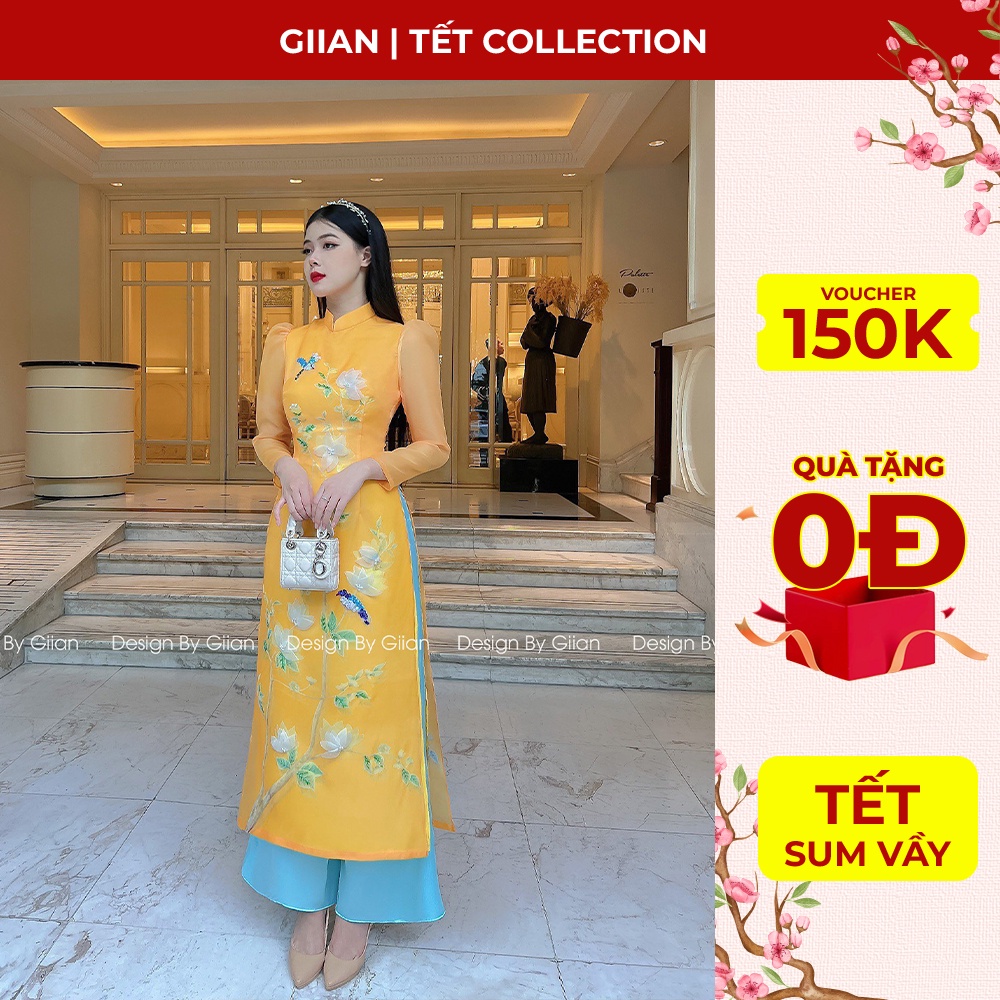 Áo dài cách tân oganza đính kết thủ công Ngọc Lan - Design by Giian - GAD449